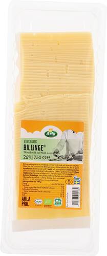 Billinge mild ost 45+ (26%), skivad, ekologisk, 750 g