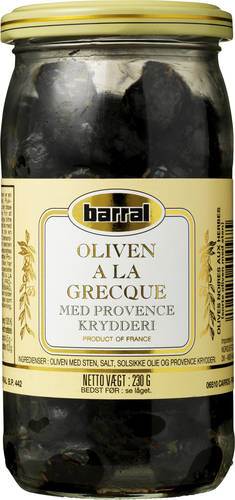 Svarta oliver med provence krydda, 230 g