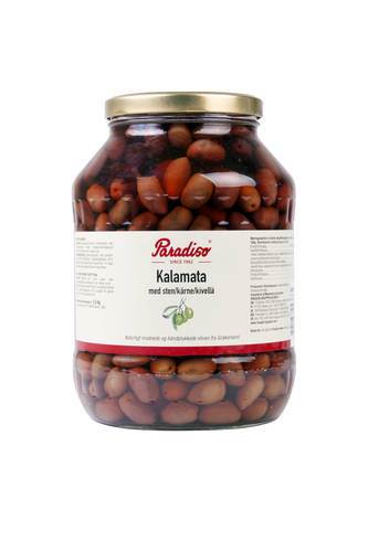 Svarta Oliver Kalamata, med kärna, 2,5 kg