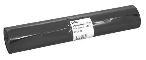 Sopsäckar Poly-Line plast svarta, 70 x 110 cm, 55 my LDPE, 100 l, 10 st