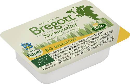 Bregott normalsaltat portion, KRAV, ekologisk, 300 x 8 g