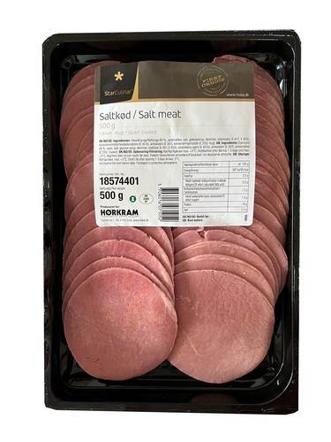 Saltkød af oksekød, 38 - 40 skiver x 13 g, taglagt, 500 g
