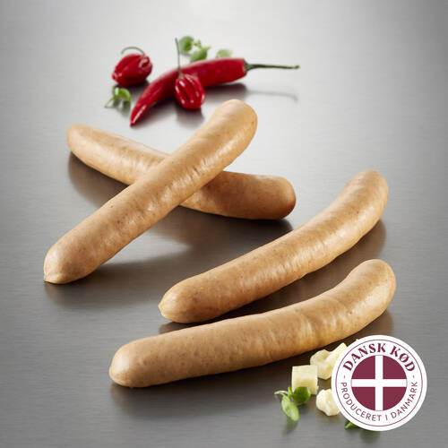 Frankfurter, Chili-Cheddar, 125 g/stk, 2,5 kg