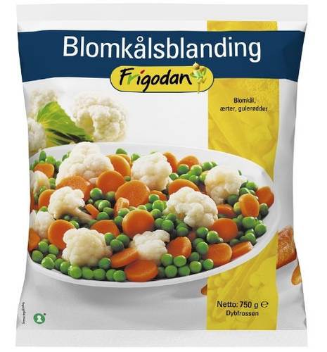 Blomkålsblanding, blomkål/ærter/gulerødder, 750 g